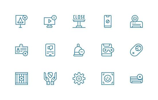 15 Icons for Disable in Regular Line Format Icon Set for Projects vector