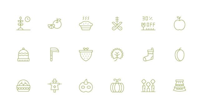 Seasonal featuring 18 Icons in Minimal Line Design Clean Icon Set Icon Pack for UI Projects vector