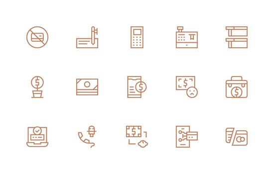 15 Regular Line Icons for Finance Graphics Style Icon Set vector
