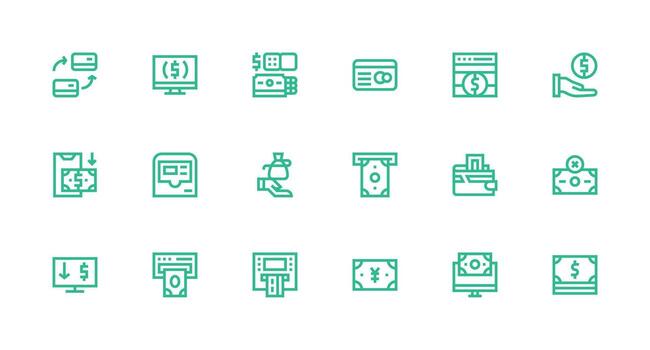 18 Strong Stroke Line Style Icons from Withdraw Collection Multi-Style Icon Collection vector