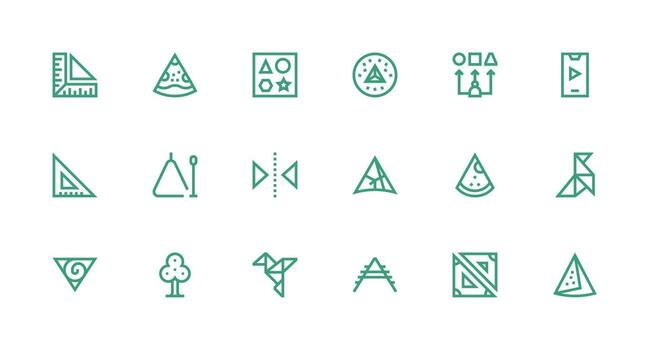 Triangle featuring 18 Icons in Strong Stroke Line Design Icon Set for Web vector