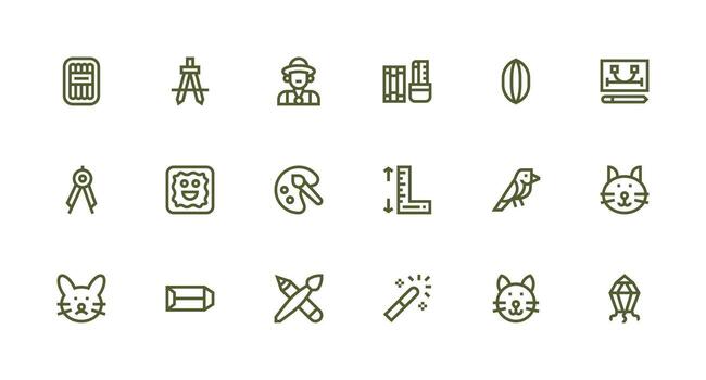 Strong Stroke Line Style Drawing Icons with 18 Vectors Interface Icons for Daily Use