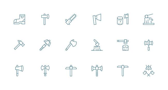 Lumberjack Visual Pack containing 18 Minimal Line Icons Theme-Based Icon Pack vector