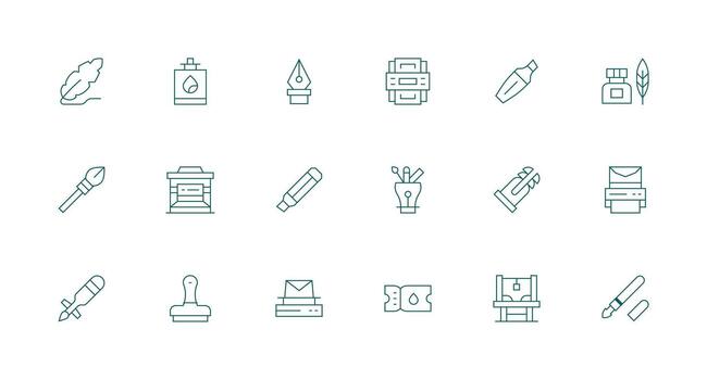 Ink Design Icons featuring 18 in Minimal Line Style Icon Set for Web vector