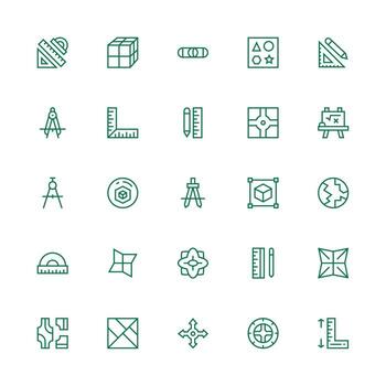 Geometry including 25 Medium Stroke Outline Illustrations Balanced Icon Set for Functional Design vector