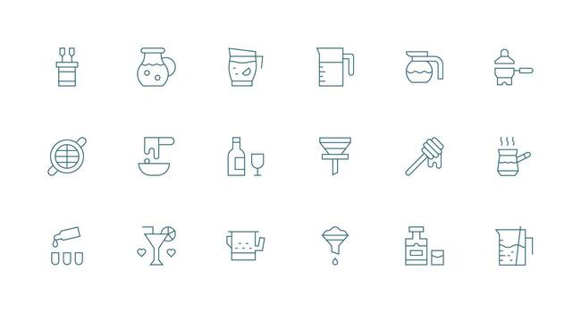 Pour Design Icons featuring 18 in Minimal Line Style Fully Editable Icon Set for Web vector