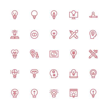 25 Icons for Creativity in Medium Stroke Outline Format Layout Icon Collection vector