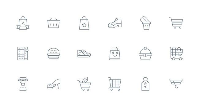 18 Minimal Line Designs for Buy Icons Quick Access Icons for UI Development vector