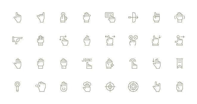 puntero icono colección con 32 Delgado línea diseños icono conjunto para web vector