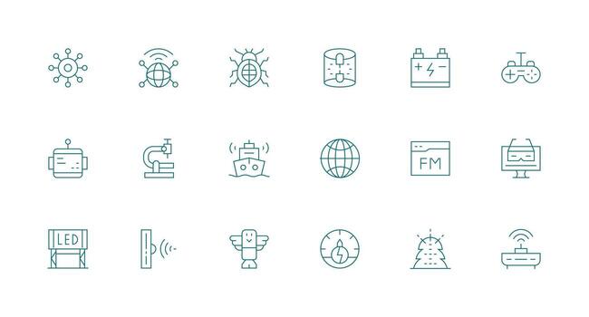 Technology including 18 Minimal Line Illustrations Clear and Concise Icon Set Collection vector