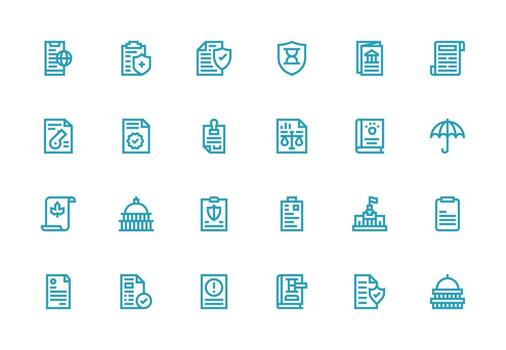 24 íconos para política en grueso línea línea formato limpiar icono colección para web utilizar vector