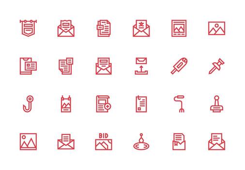 Attachment Icon Set with 24 Thick Line Line Graphics Design Icon Pack vector
