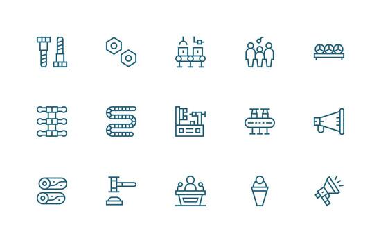 15 Regular Line Icons for Assembly Graphics Modern Line and Glyph Icon Series vector