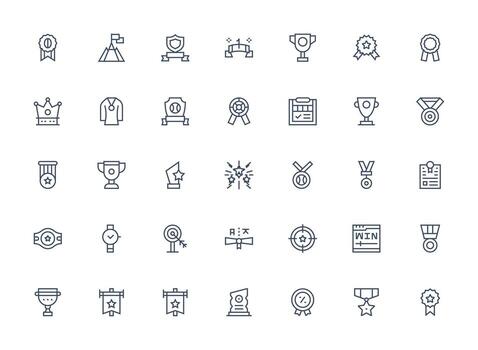 35 Regular Clean Line Icons for Accomplishment Graphics Interface Icon Collection for Daily Projects vector