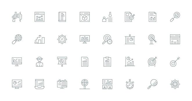 Kpi Set with 32 Thin Line Icons Organized Icon Pack for Quick Access vector