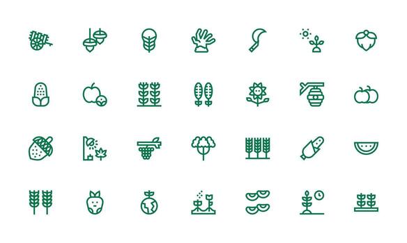 28 Bold Line Icons for Harvest Graphics Complete Icon Bundle for Web Design vector
