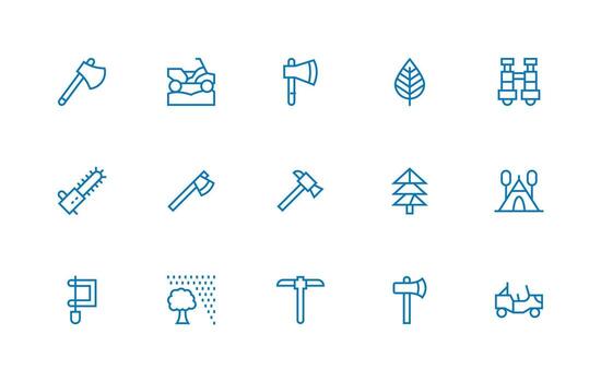 15 Regular Line Style Icons from Forestry Collection Essential Icon Set for Teams vector