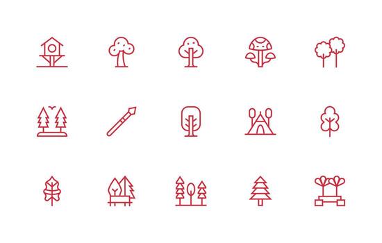 15 Regular Line Icons for Woodland Graphics UI-Ready Icon Collection vector