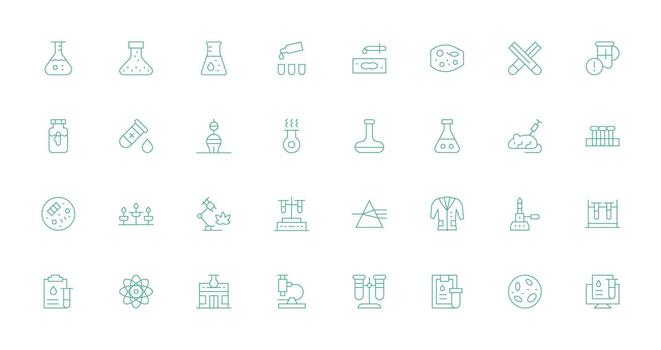 Experiment Icon Collection with 32 Thin Line Designs Icon Set for Web vector