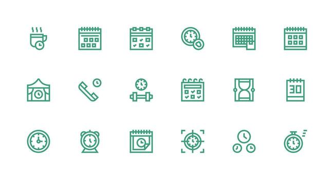 hora administración icono conjunto con 18 fuerte carrera línea gráficos alta calidad icono paquete vector