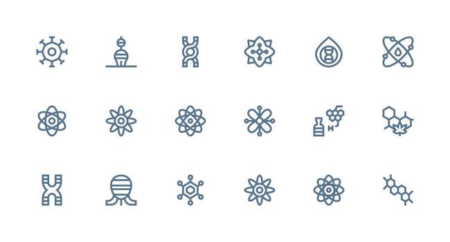 Strong Stroke Line Icons from Molecule Set with 18 Vectors Flat Icon Set