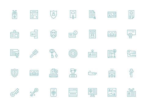autorización icono conjunto con 35 ligero línea gráficos píxel Perfecto icono conjunto vector