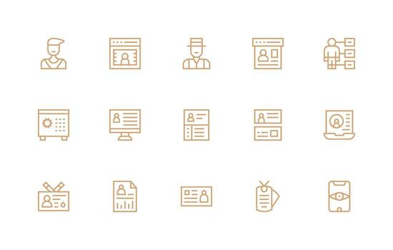 Personal Data Visual Pack containing 15 Regular Line Icons Style Icon Set vector