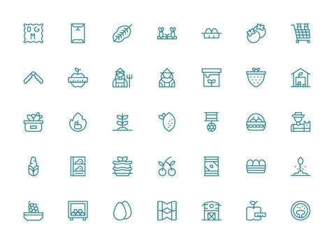 Produce Set with 35 Regular Clean Line Icons Clean Icon Set Icon Pack for UI Projects vector