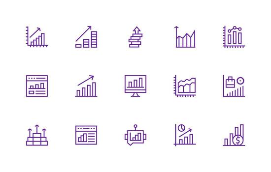 Increasing Set with 15 Regular Line Icons Full Icon Library for UI Designers vector