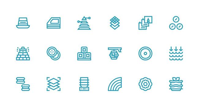 Strong Stroke Line Icons from Layers Set with 18 Vectors Line Icon Collection