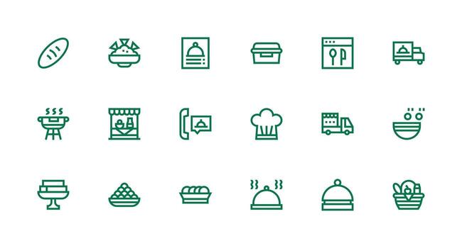 18 Icons for Catering in Strong Stroke Line Format Clear and Concise Icon Set Collection vector