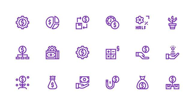 Profit Icon Set with 18 Strong Stroke Line Graphics Lightweight Icon Series for Fast Prototypes vector