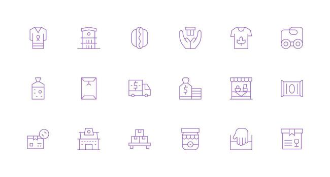 Merchandise Set with 18 Minimal Line Icons High-Resolution Icons for Any Platform vector