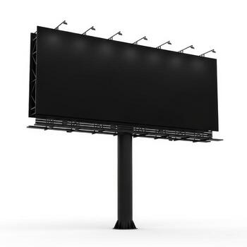 Large black billboard structure isolated on white background photo