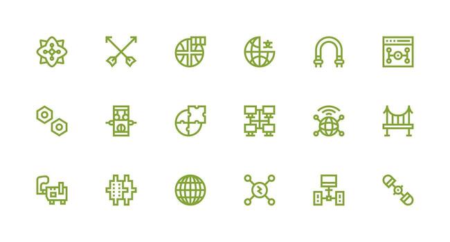 18 Connection Point Icons in Strong Stroke Line Aesthetic Multi-Purpose Icon Pack for Templates vector
