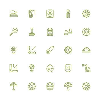 Medium Stroke Outline Style Mechanism Icons with 25 Vectors Responsive Icon Set for Flexible Layouts