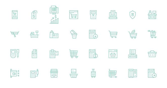 Checkout Set with 32 Thin Line Icons UI-Ready Icon Collection vector