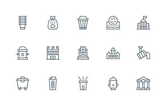 regular línea íconos desde municipal conjunto con 15 vectores agudo íconos para presentaciones