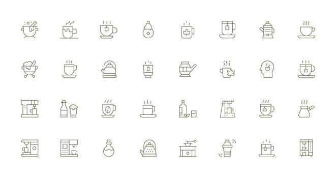 32 Thin Line Vectors for Brew Theme Responsive Icon Set for Flexible Layouts