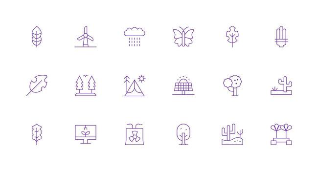 Minimal Line Style Environment Icons with 18 Vectors Icon Set for Projects
