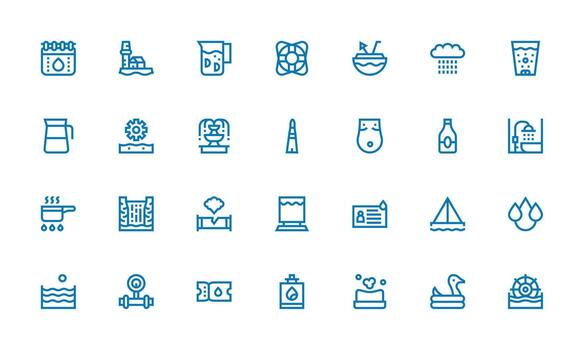 Water Design Icons featuring 28 in Bold Line Style Flexible Icon System for Web Interfaces vector