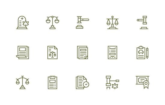 Legal Set with 15 Regular Line Icons User Interface Icons for Digital Products vector