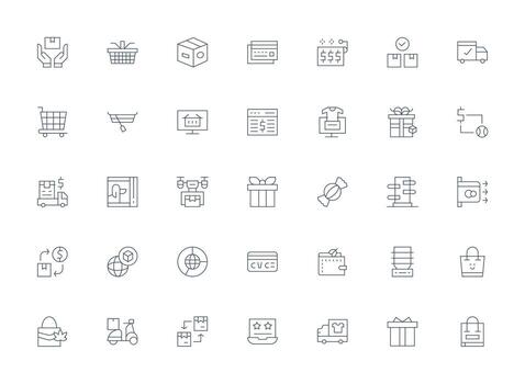 35 Light Line Icons for ECommerce Graphics Web and App Icon Pack Collection vector