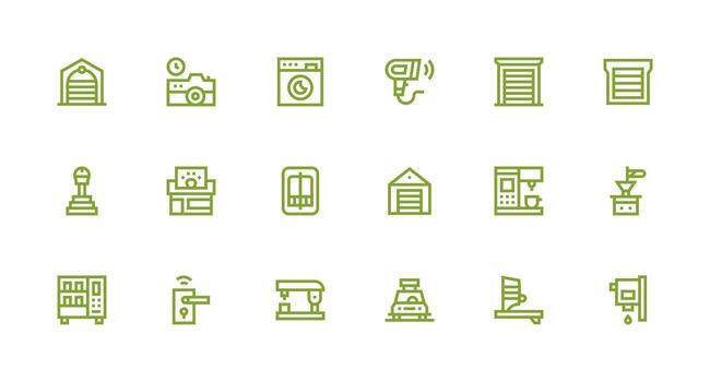 automático presentando 18 íconos en fuerte carrera línea diseño de múltiples fines icono conjunto vector