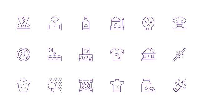 Damage Icon Set with 18 Minimal Line Graphics Scalable Icon Pack vector