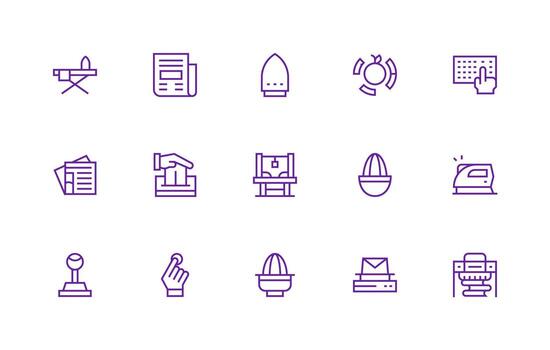 15 Regular Line Vectors for Press Theme Well-Structured Icons for Creative Use