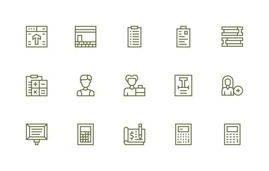 Regular Line Style Data Entry Icons with 15 Vectors Icon Set for Apps