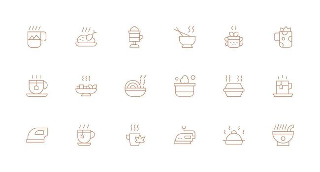 Steaming featuring 18 Icons in Minimal Line Design Clean Icon Collection for Web Use vector