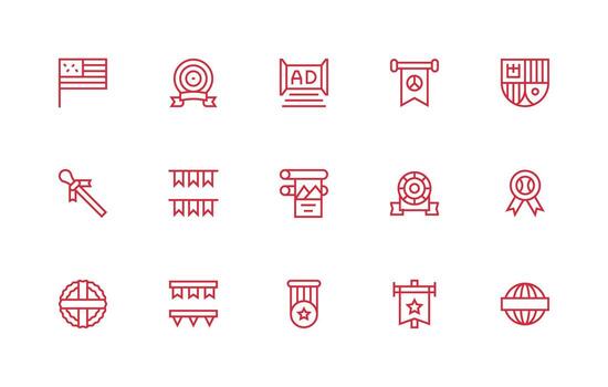 15 Regular Line Style Icons from Banner Collection Clear and Concise Icon Set Collection vector