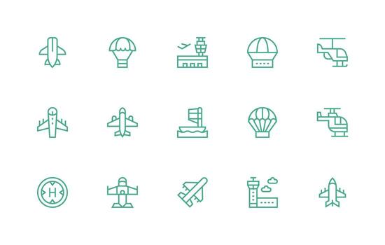 Landing Icon Set with 15 Regular Line Graphics Customizable Icon Series for Mobile Screens vector